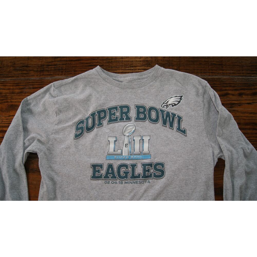 Philadelphia Eagles Super Bowl LII 52 Gray M Long Sleeve TShirt Fanatics